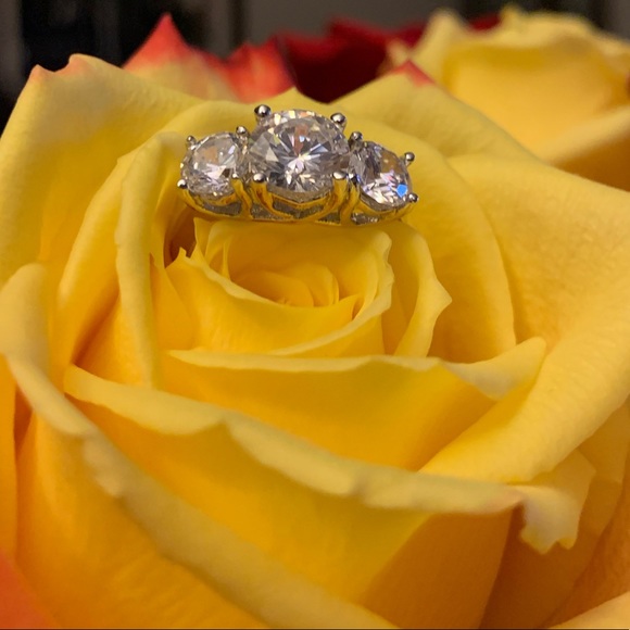 CZ By Kenneth Jay Lane Round CZ Triple Stone Ring - Picture 6 of 8